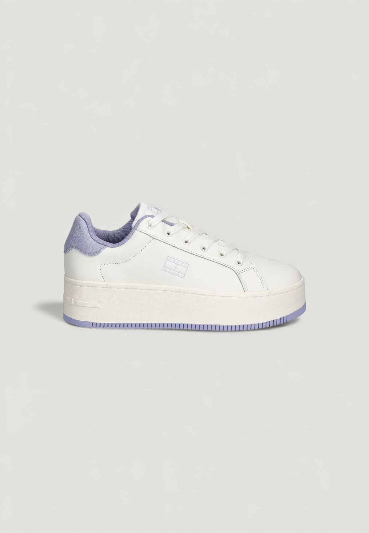 Tommy Hilfiger Leren sneakers met rubberen zool – Wit / Paars