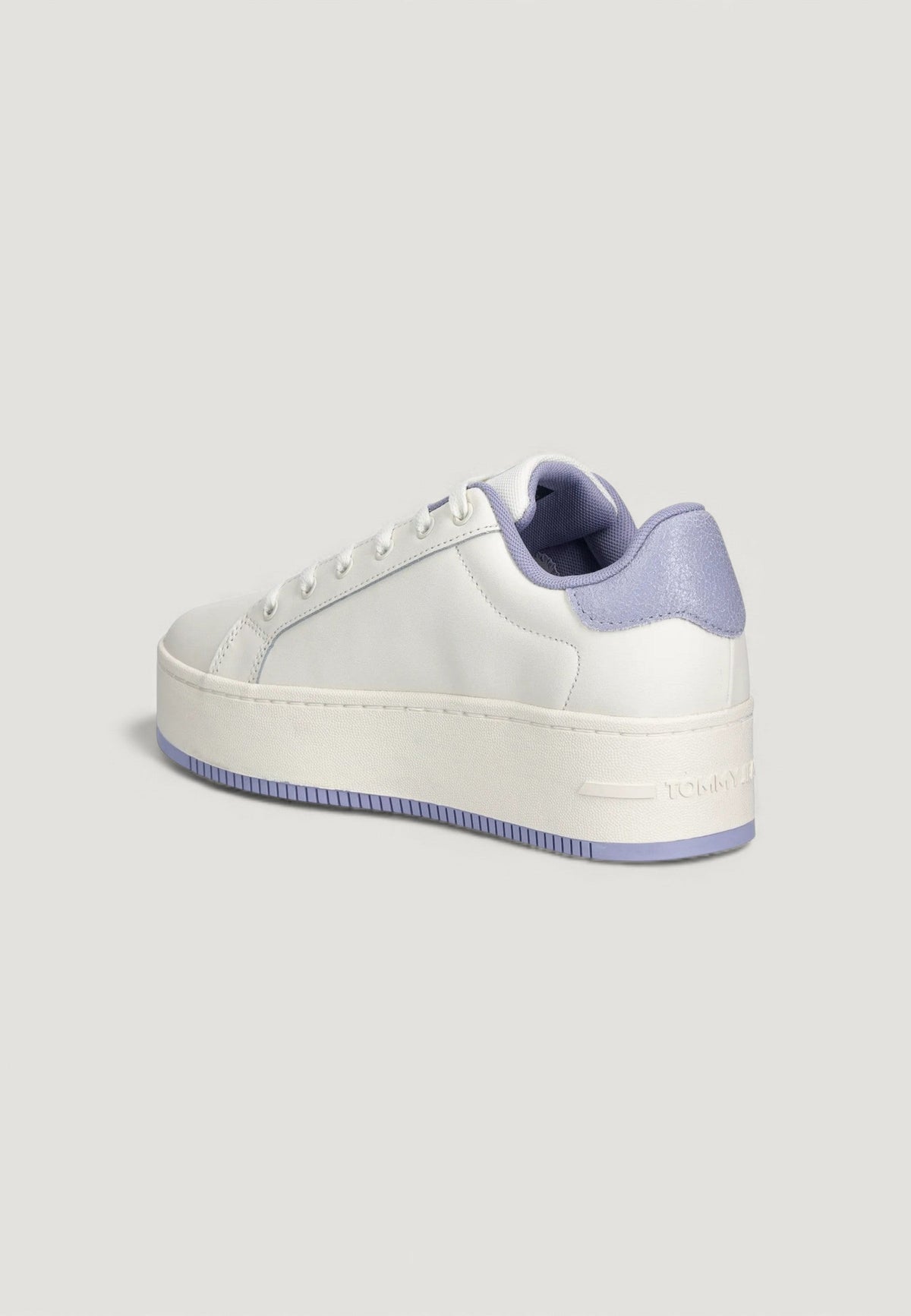Tommy Hilfiger Leren sneakers met rubberen zool – Wit / Paars