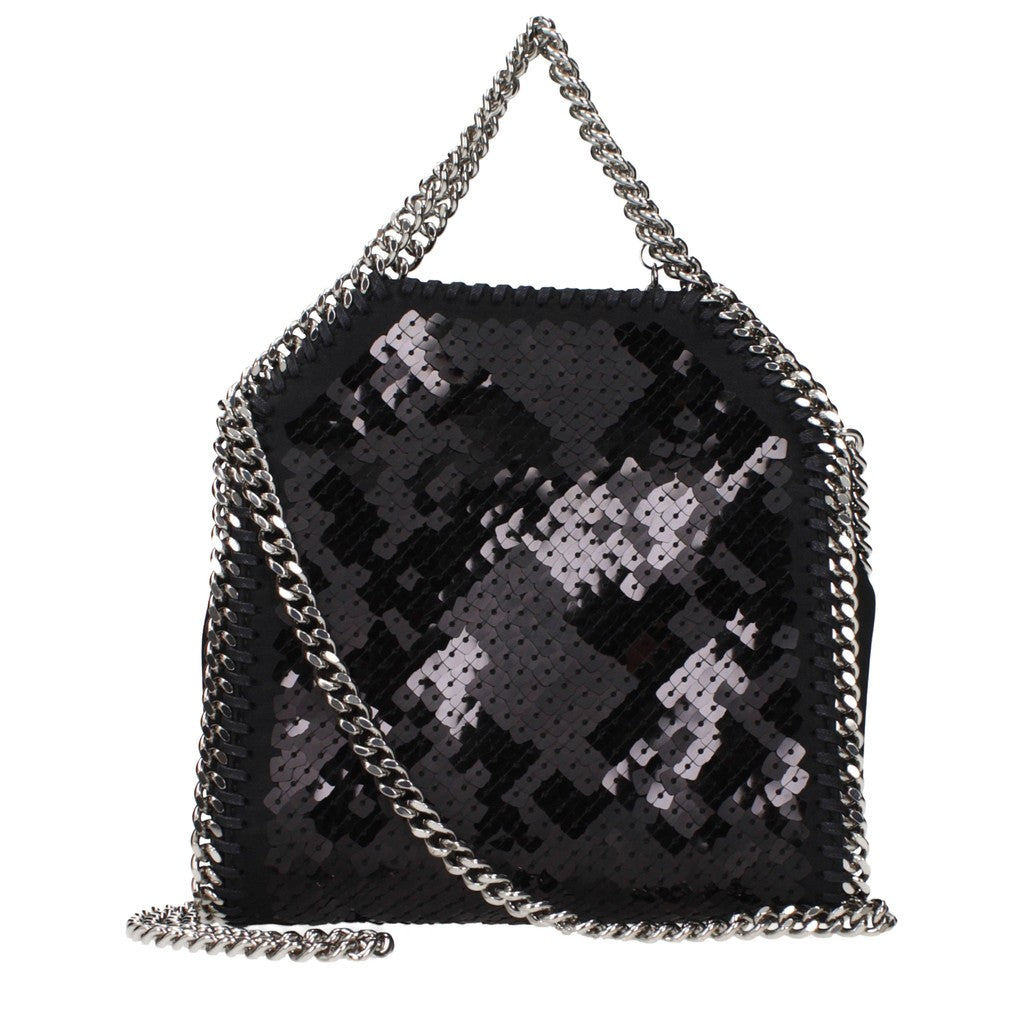 Stella McCartney Schoudertas van stof en pailletten – Zwart