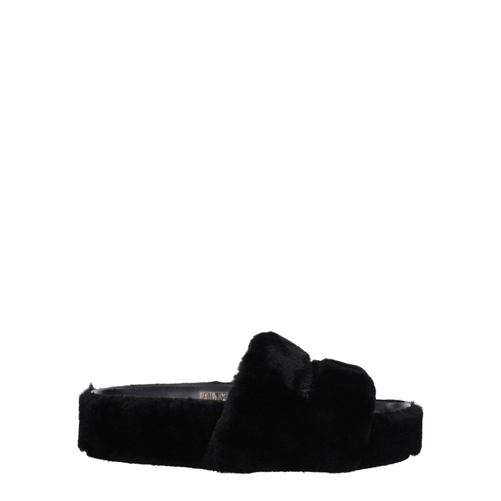Stella McCartney Slippers van imitatiebont – Zwart