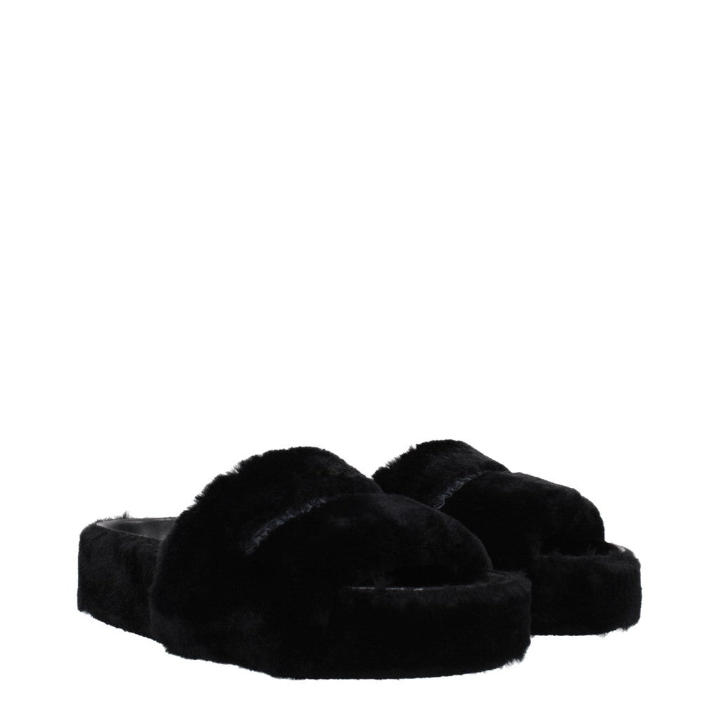 Stella McCartney Slippers van imitatiebont – Zwart