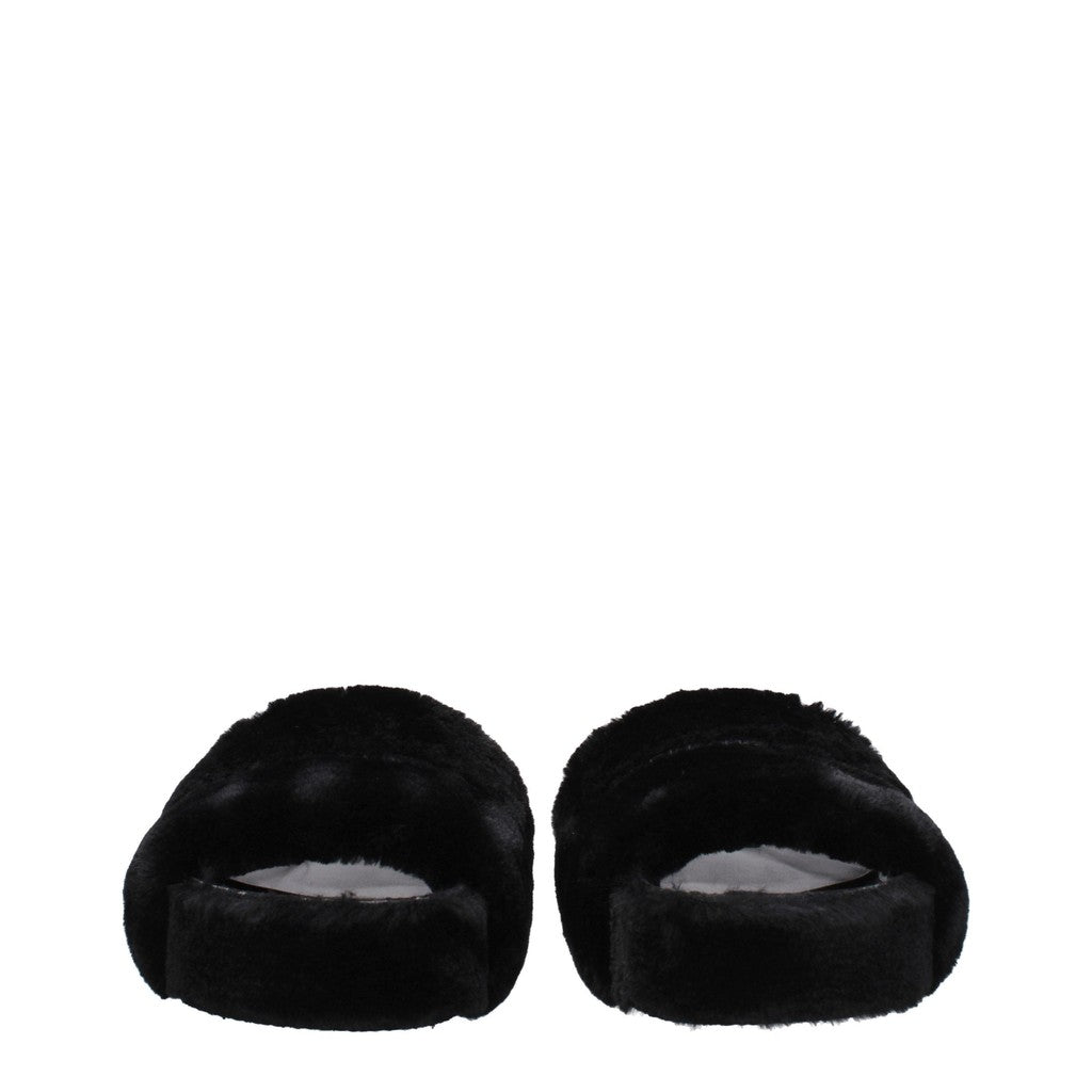Stella McCartney Slippers van imitatiebont – Zwart