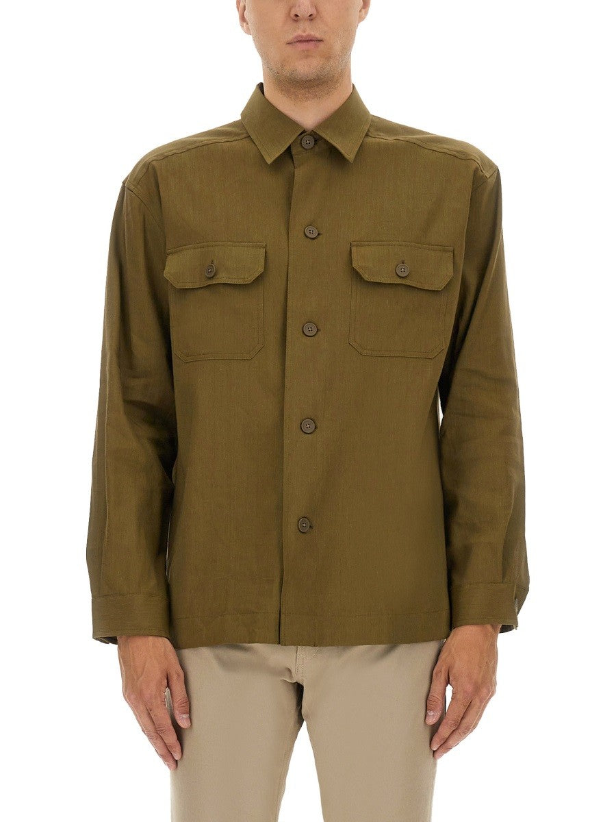 Boss Overhemd van linnen en viscose – Bruin