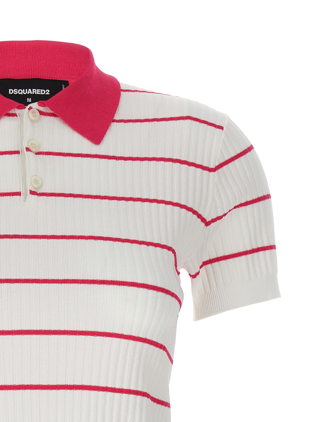 Dsquared2 Gestreepte Polo – Wit / Roze