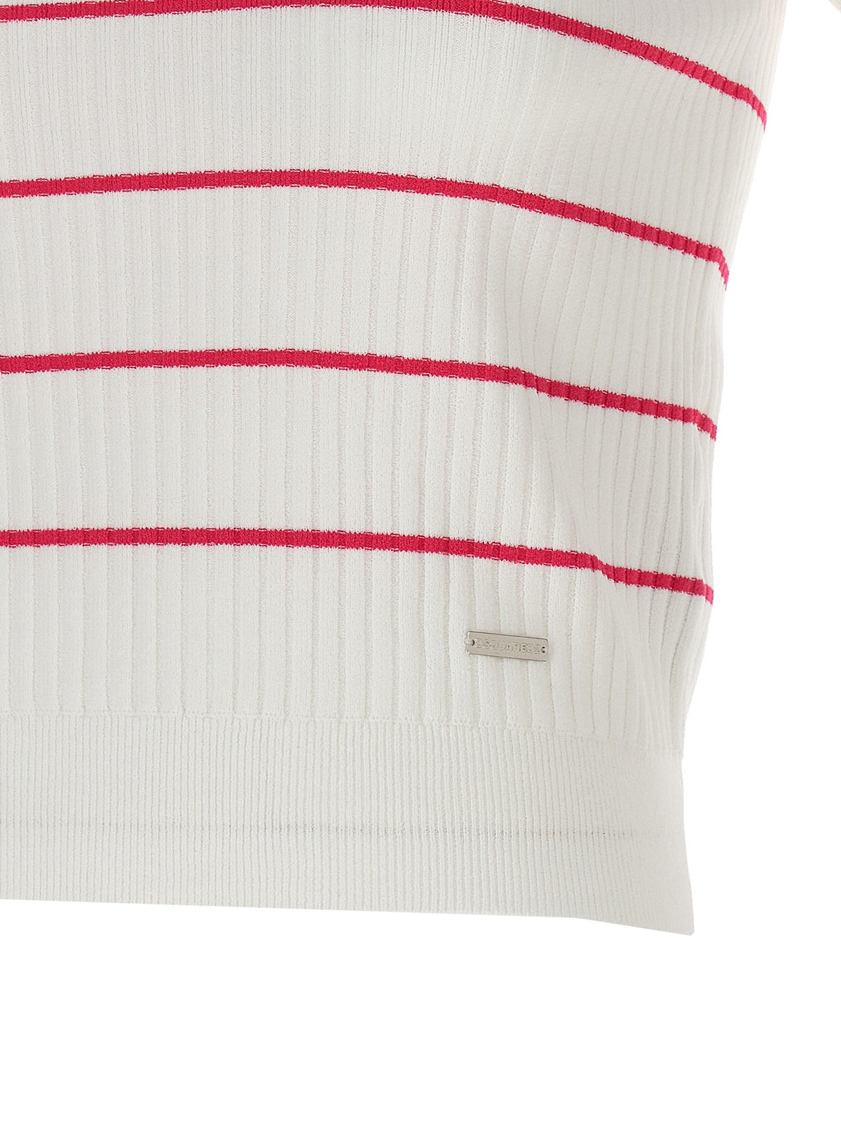Dsquared2 Gestreepte Polo – Wit / Roze