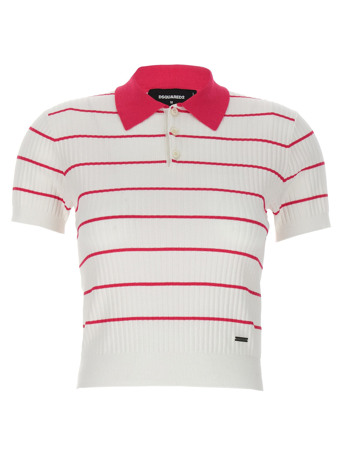 Dsquared2 Gestreepte Polo – Wit / Roze