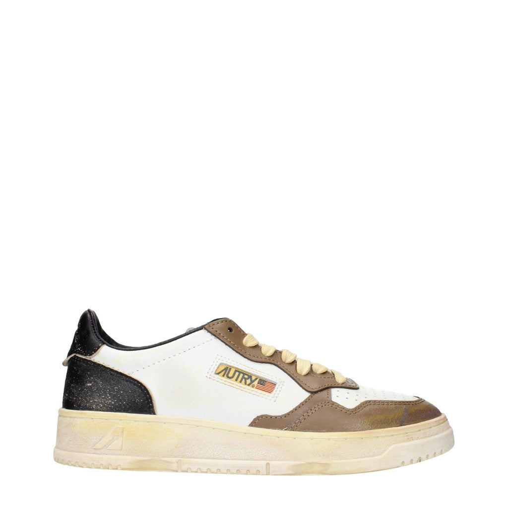Autry Medalist Super Vintage Leren sneakers met veters – Wit / Bruin