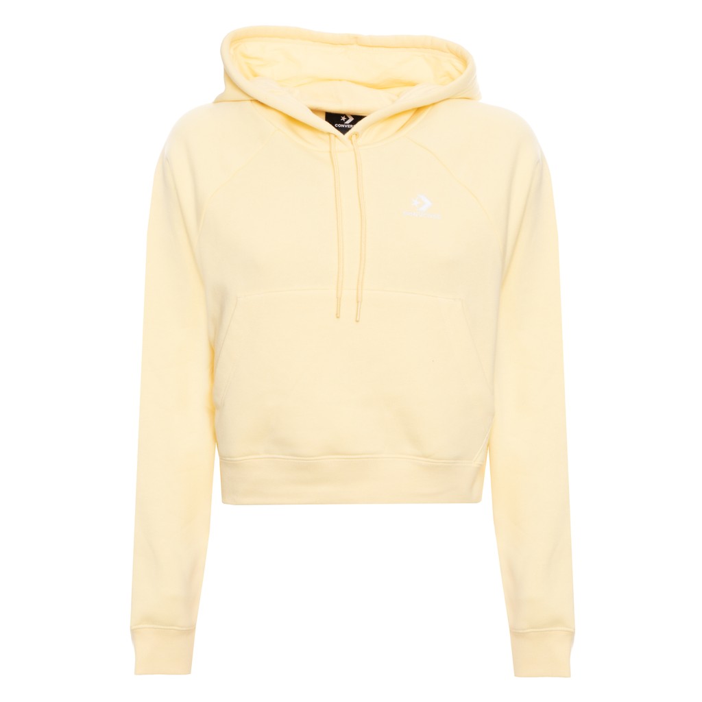 Converse Cropped hoodie met fleece binnenkant en geborduurd logo – Lichtgeel