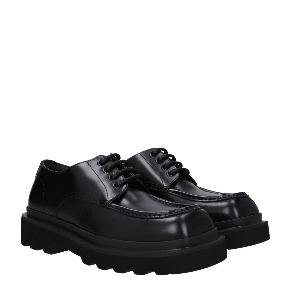 Dolce & Gabbana Leren veterschoenen met hak – Zwart