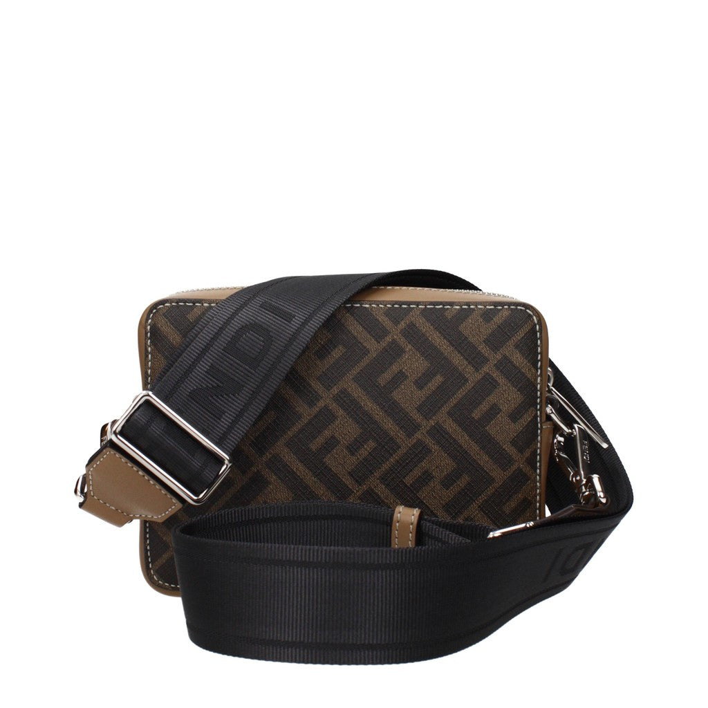 Fendi Compacte crossbodytas met zilverkleurige details – Bruin