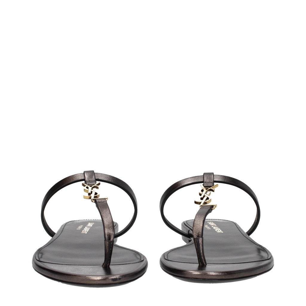 Saint Laurent Sandalen met open teen en leren zool – Bruin / Brons