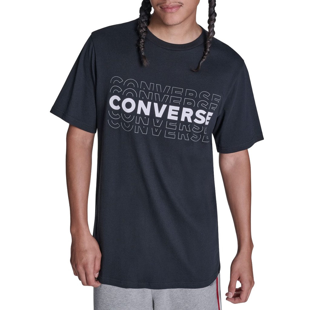 Converse T-shirt met ronde hals en bedrukt logo – Zwart