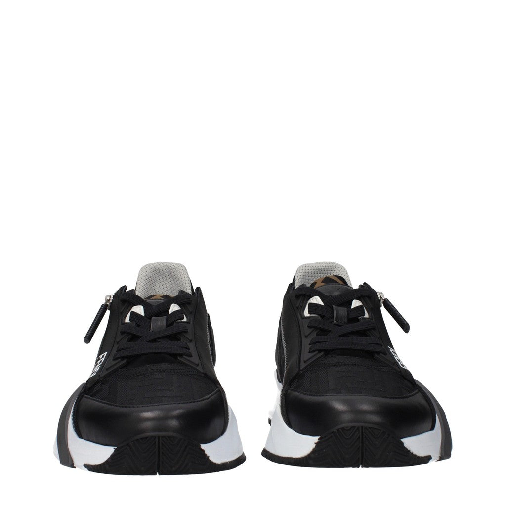 Fendi Sneakers met veters en rits van suède – Zwart