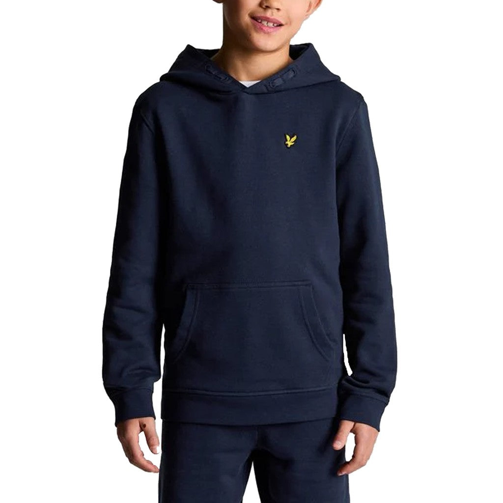 Lyle & Scott Kids Hoodie met grote zak en logo – Marineblauw