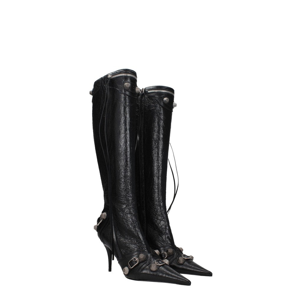 Balenciaga Knife Leren laarzen met hoge hak – Zwart
