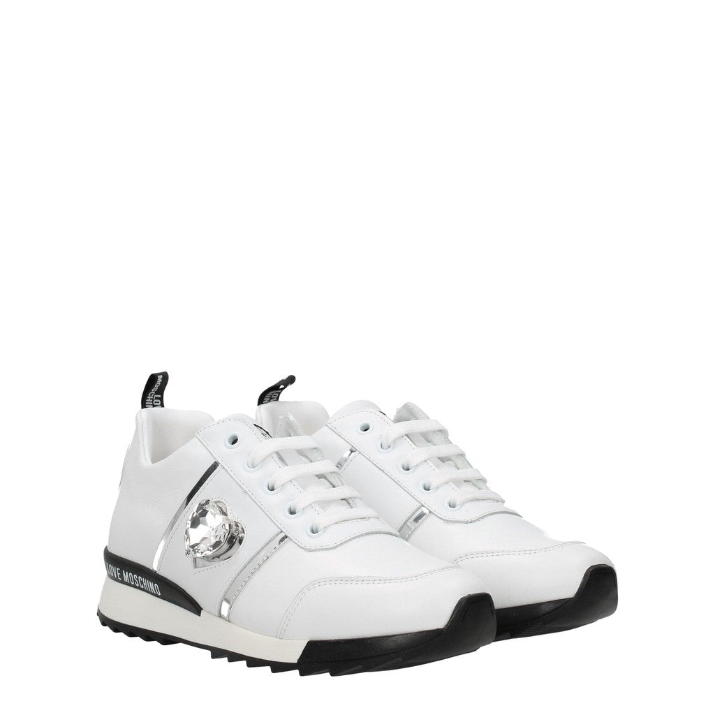 Love Moschino Leren sneakers met rubberen zool – Wit