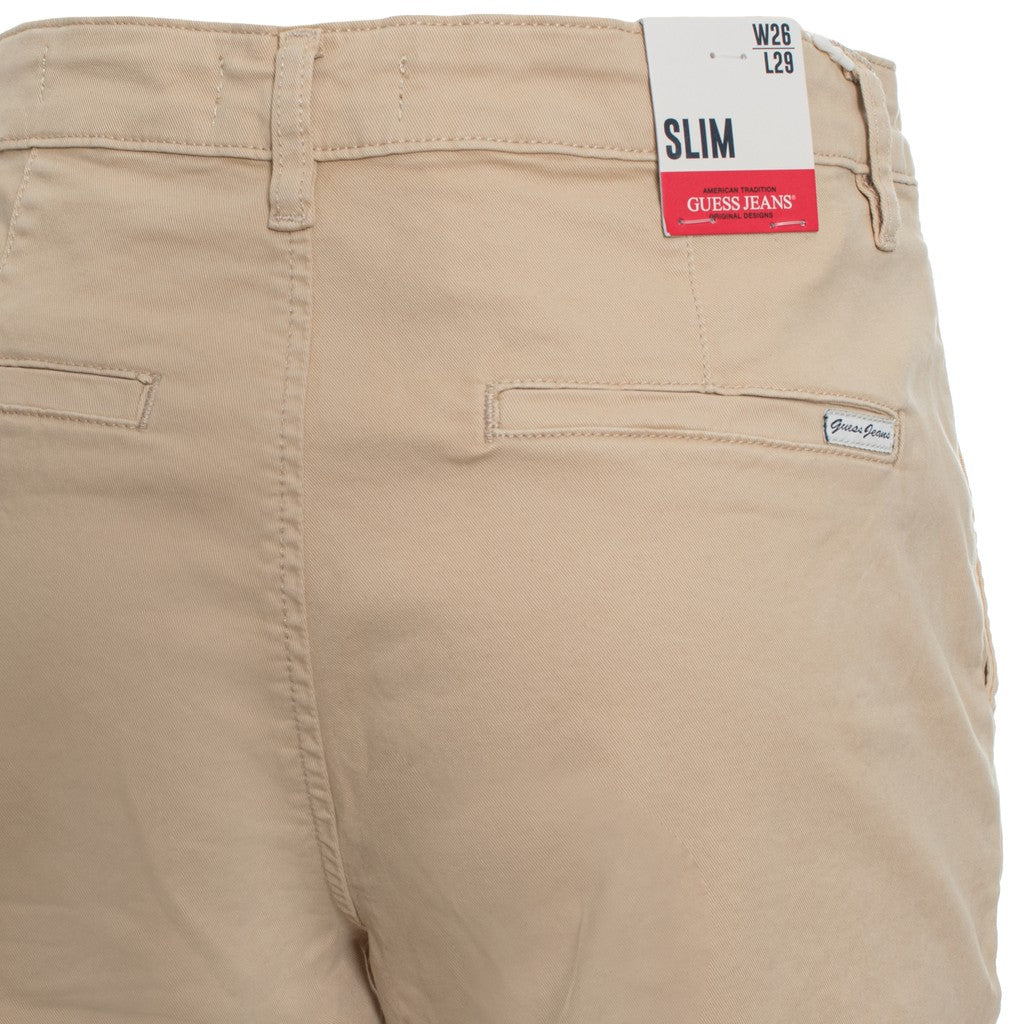 Guess Broek met vier zakken en logo – Zand