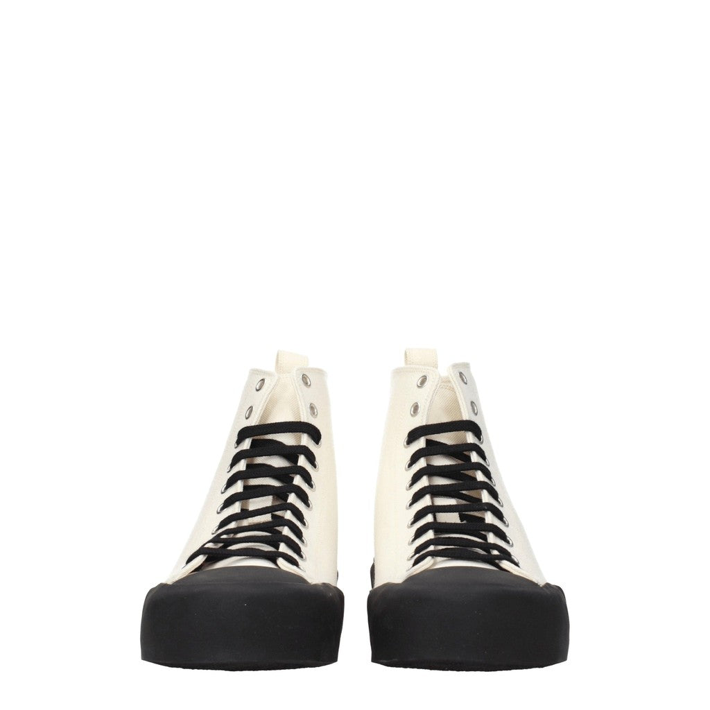 Jil Sander Sneakers van textiel met hak – Beige / Zwart