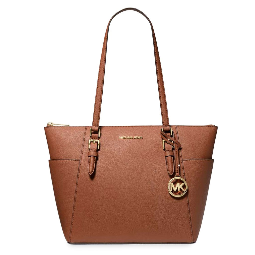 Michael Kors Charlotte Shopper met logo en ritssluiting – Bruin