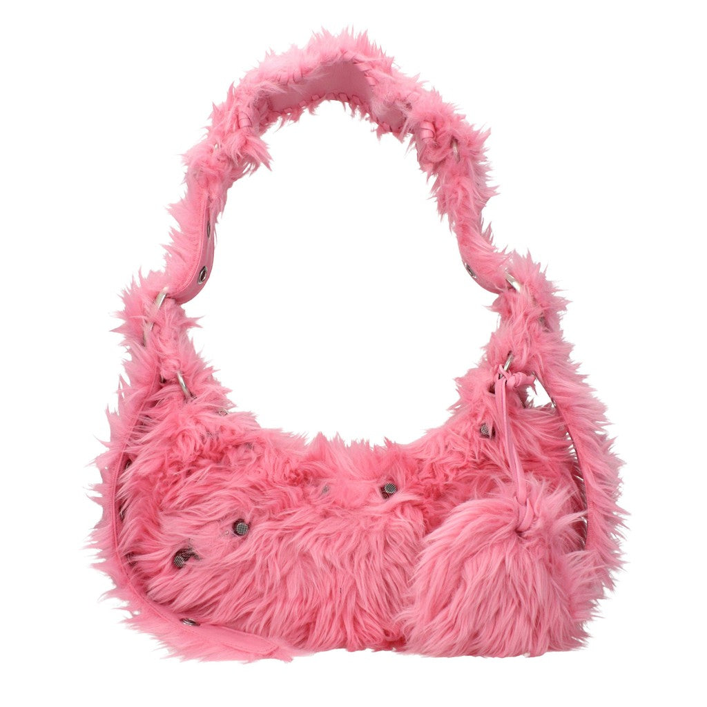 Balenciaga Le Cagole XS Schoudertas van imitatiebont – Roze