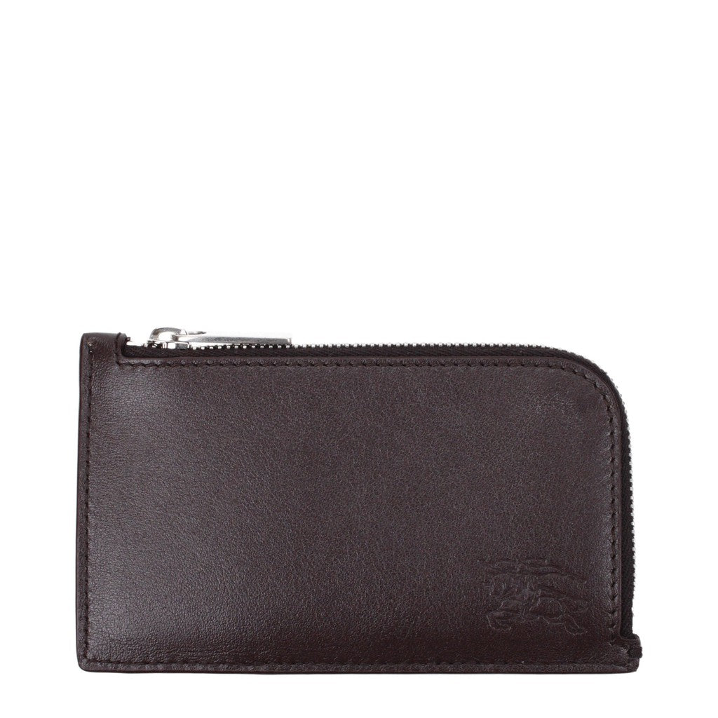 Burberry Portemonnee van leer en stof met ritssluiting – Bruin / Beige