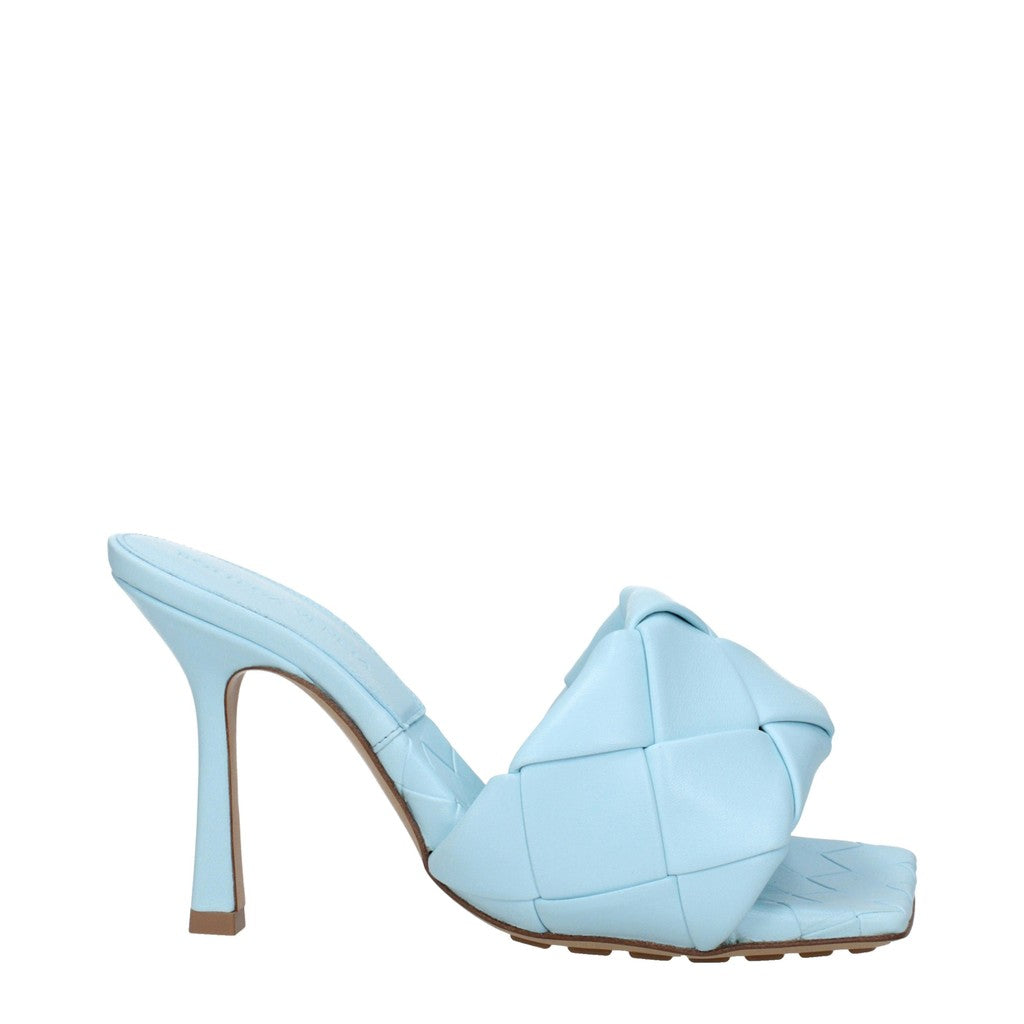 Bottega Veneta Leren sandalen met hak en leren zool – Lichtblauw