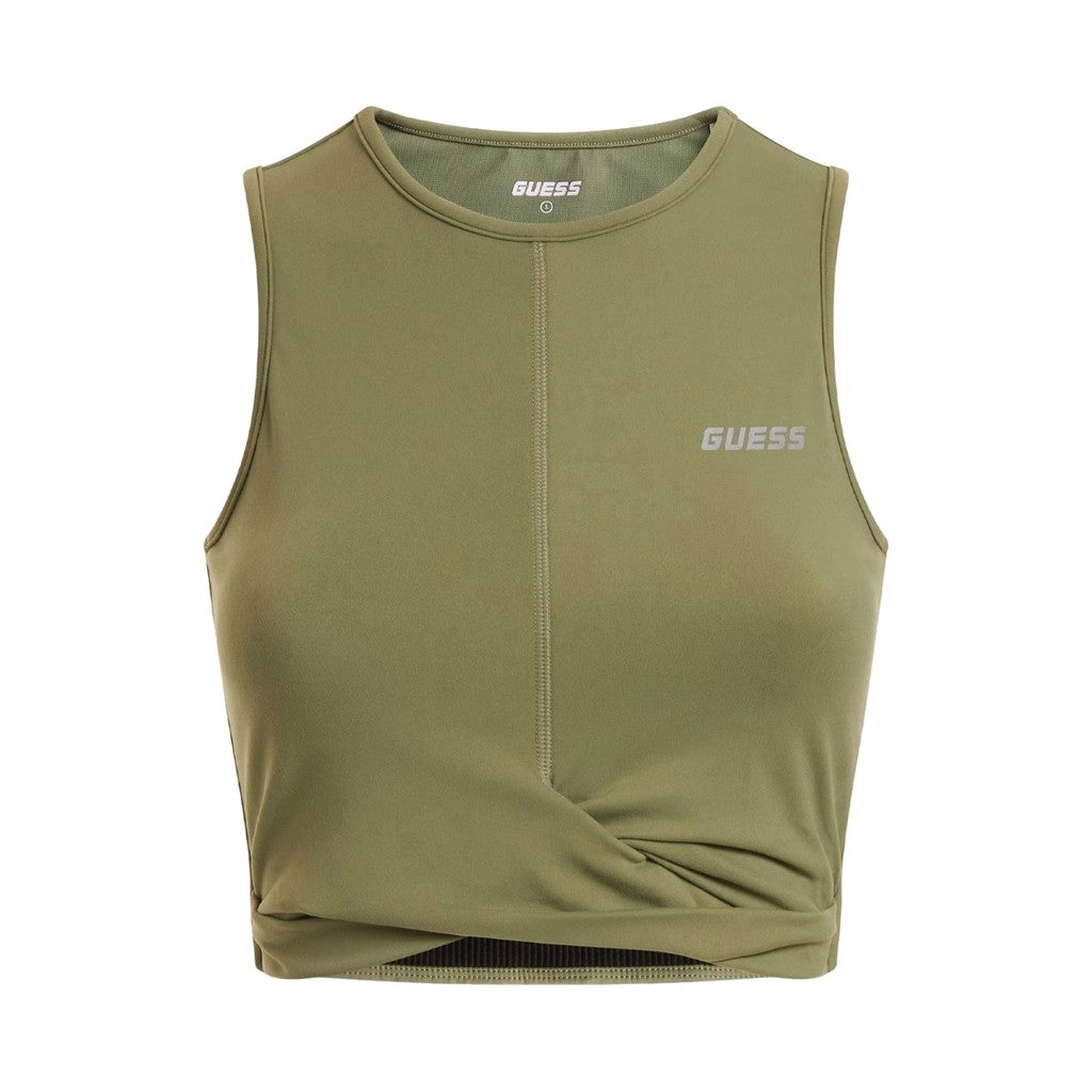 Guess Effen sporttop met logo – Olijfgroen