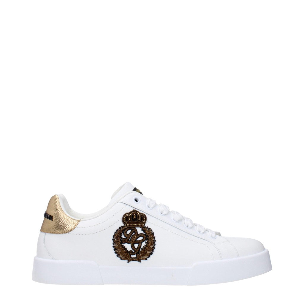 Dolce & Gabbana Sneakers met veters – Wit / Goud