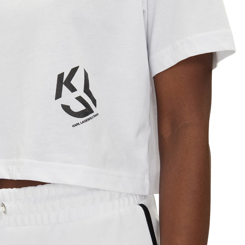 Karl Lagerfeld Cropped T-shirt met monogram – Wit