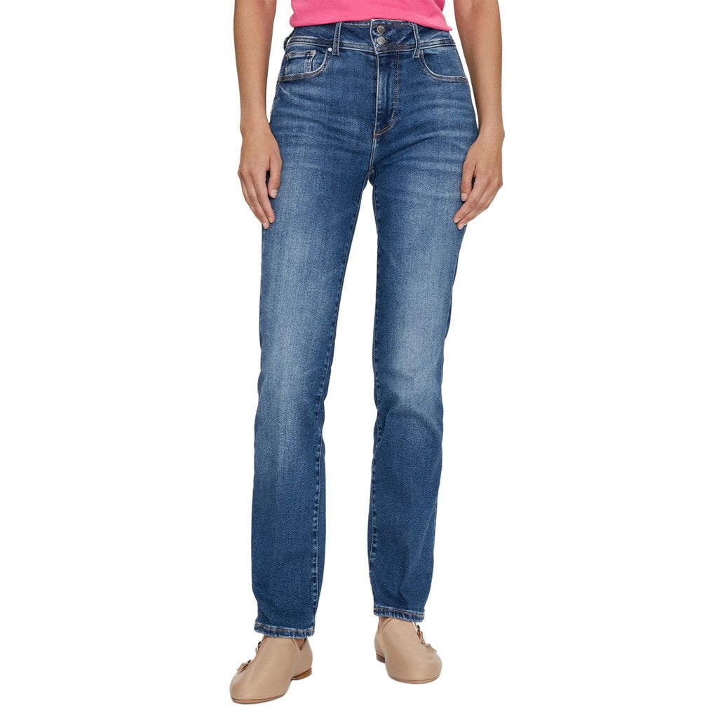 Guess Jeans met rechte pijp en strass-logo – Blauw