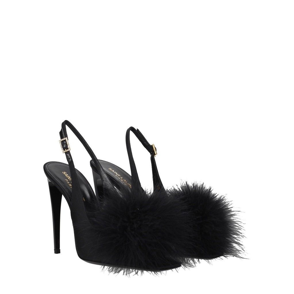 Saint Laurent Sandalen met hak – Zwart