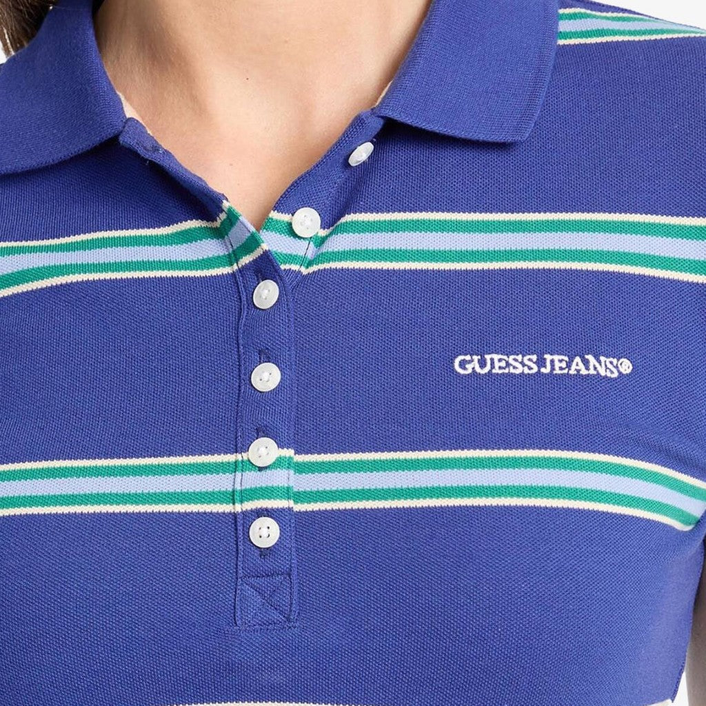 Guess Gestreepte polo met korte mouwen – Blauw