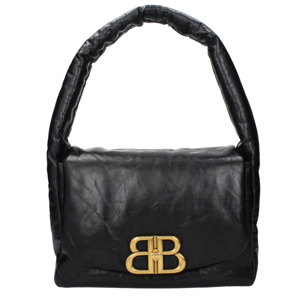 Balenciaga Monaco Schoudertas met goudkleurige details – Zwart