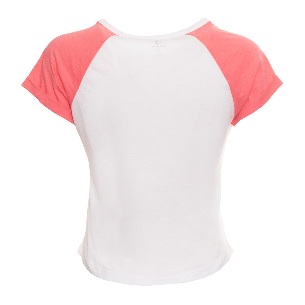 Converse Tweekleurig T-shirt met logo – Wit / Koraal