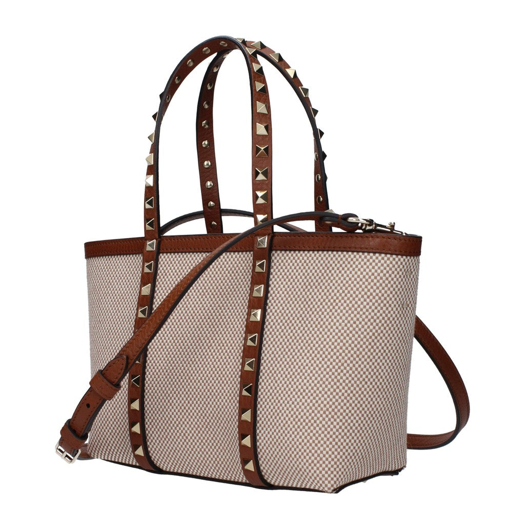 Valentino Garavani Crossbodytas van stof en leer – Beige / Bruin