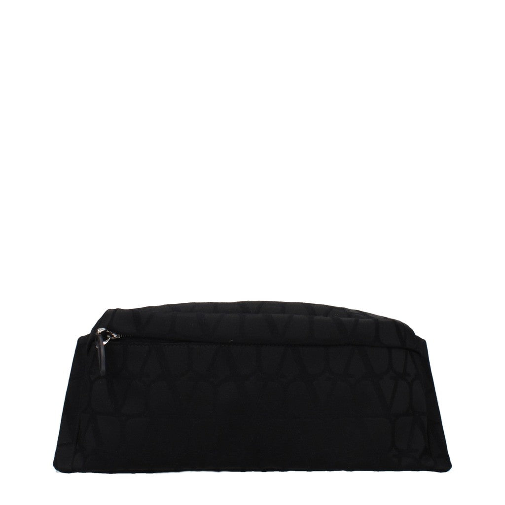 Valentino Garavani Clutch van stof en leer met 3 kaartvakken – Zwart