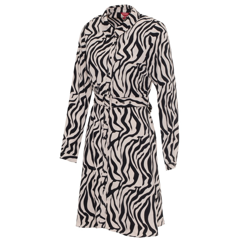 Guess Jurk met knoopsluiting en ceintuur – Zwart / Wit