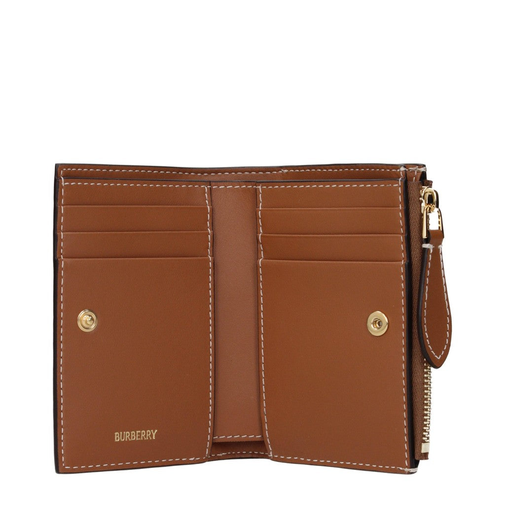 Burberry Compacte portemonnee met knoopsluiting – Beige / Bruin