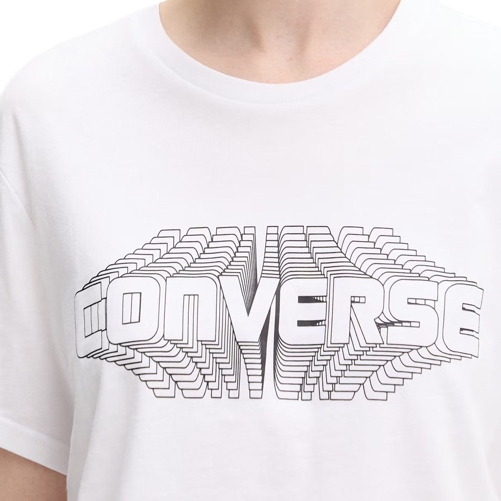 Converse Tweekleurig T-shirt met logo – Wit