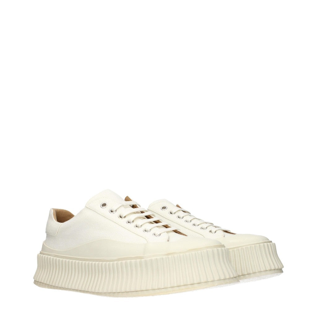 Jil Sander Low-Top Sneakers van textiel met hak – Wit