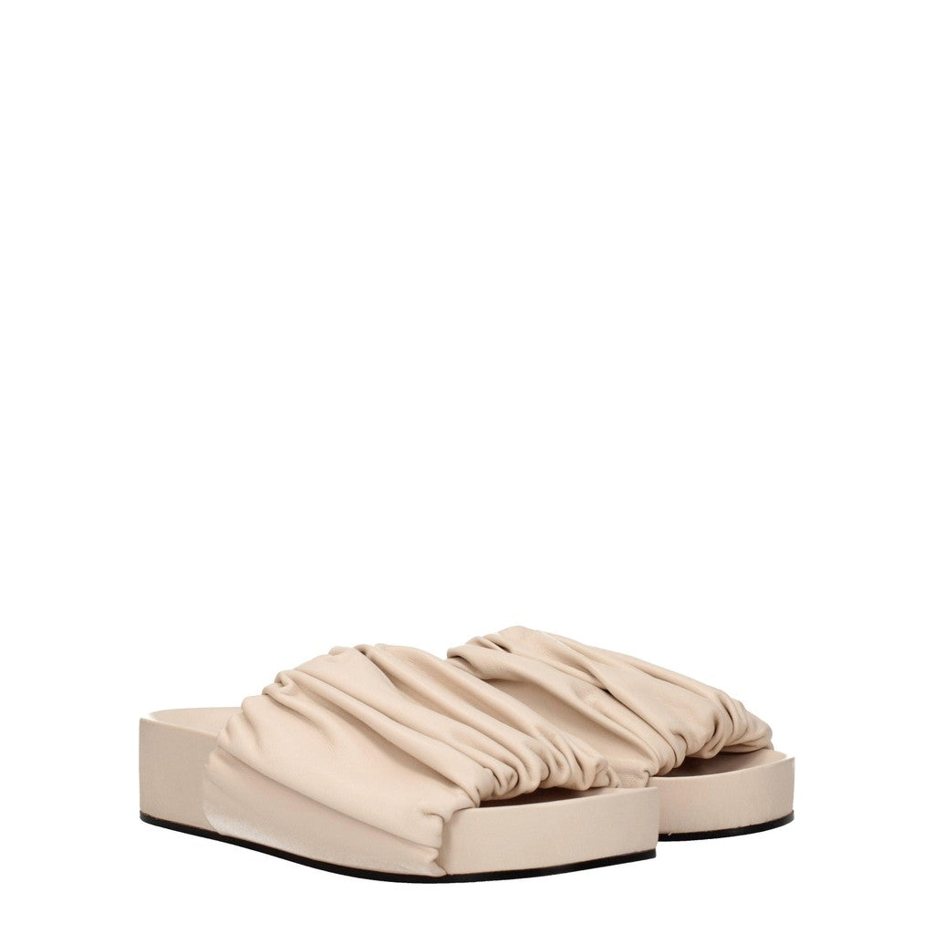 Jil Sander Leren sandalen met open teen en hak – Roze / Beige