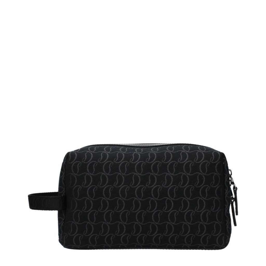 Christian Louboutin Toilettas van stof en leer – Zwart
