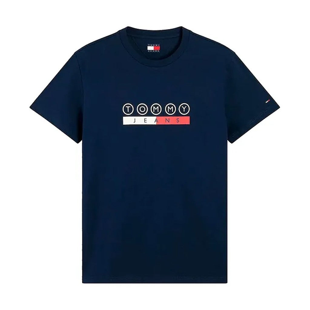 Tommy Jeans Slim Fit T-shirt met ronde hals en bedrukt logo – Donkerblauw
