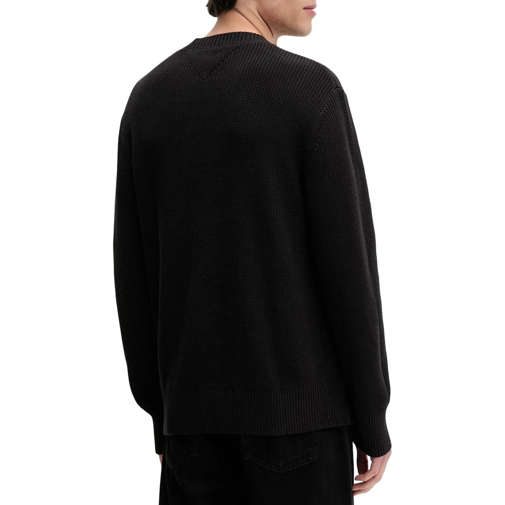 Tommy Jeans Regular Fit Trui met ronde hals en geborduurd logo – Zwart