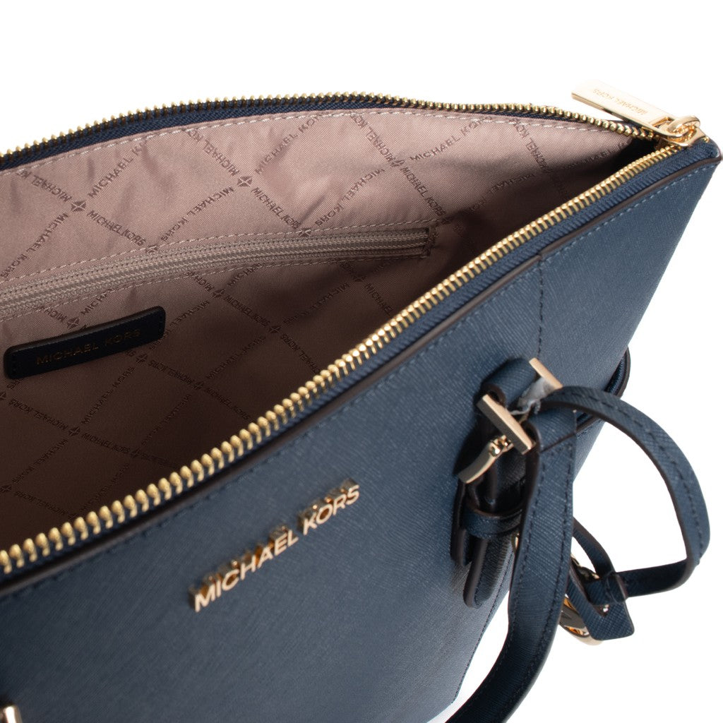 Michael Kors Charlotte Shopper met logo en ritssluiting – Marineblauw