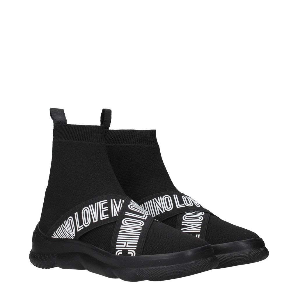 Love Moschino Stoffen sneakers met rubberen zool – Zwart