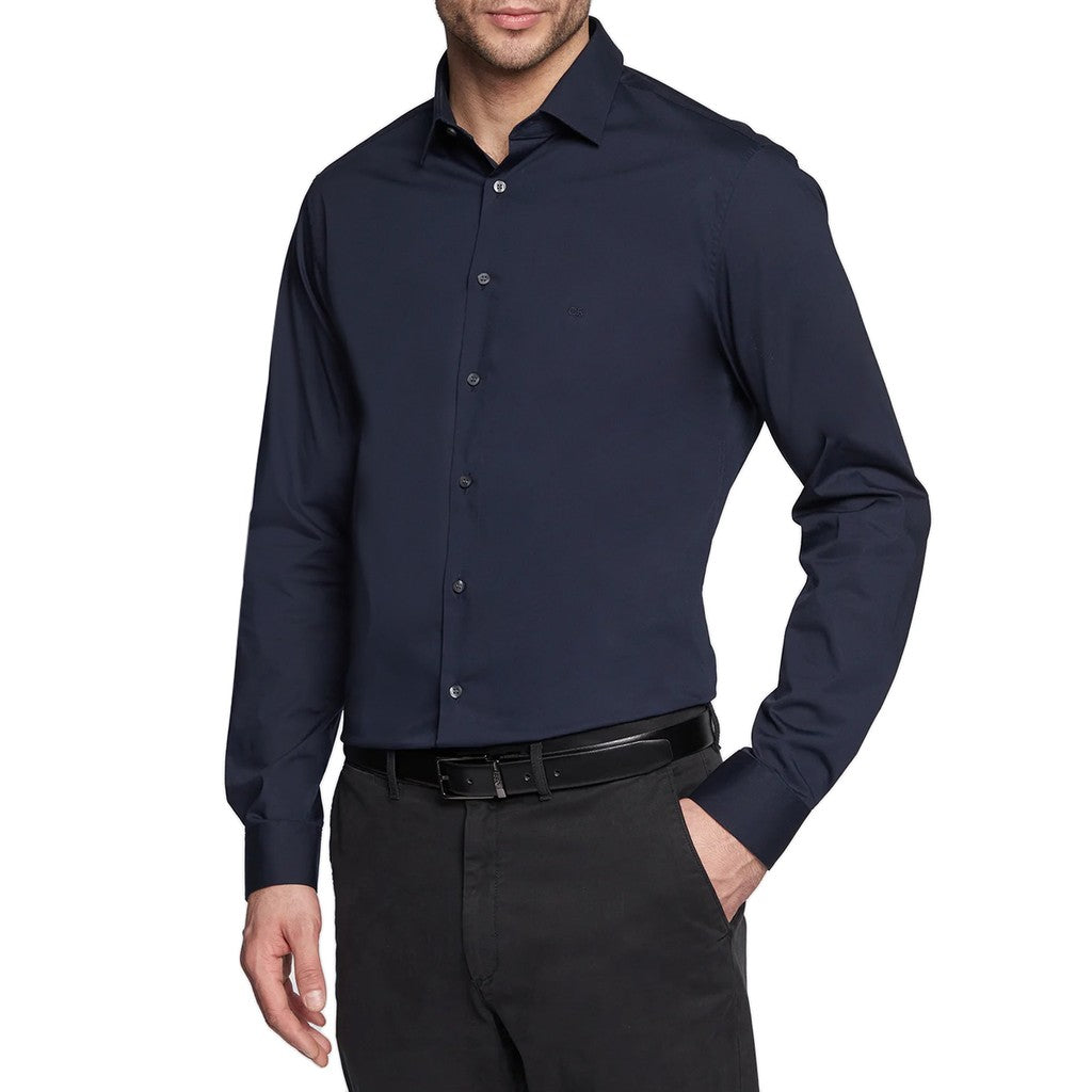 Calvin Klein Overhemd met slanke pasvorm en lange mouwen – Marineblauw