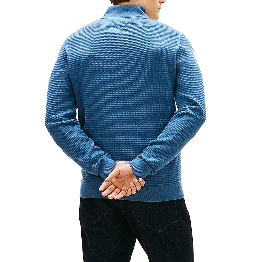 Tommy Hilfiger Gebreide trui met halve rits – Blauw