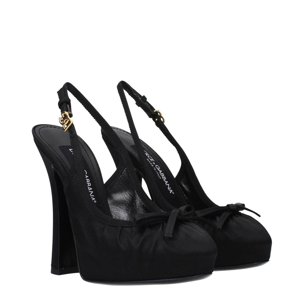 Dolce & Gabbana Satijnen pumps met ronde neus – Zwart