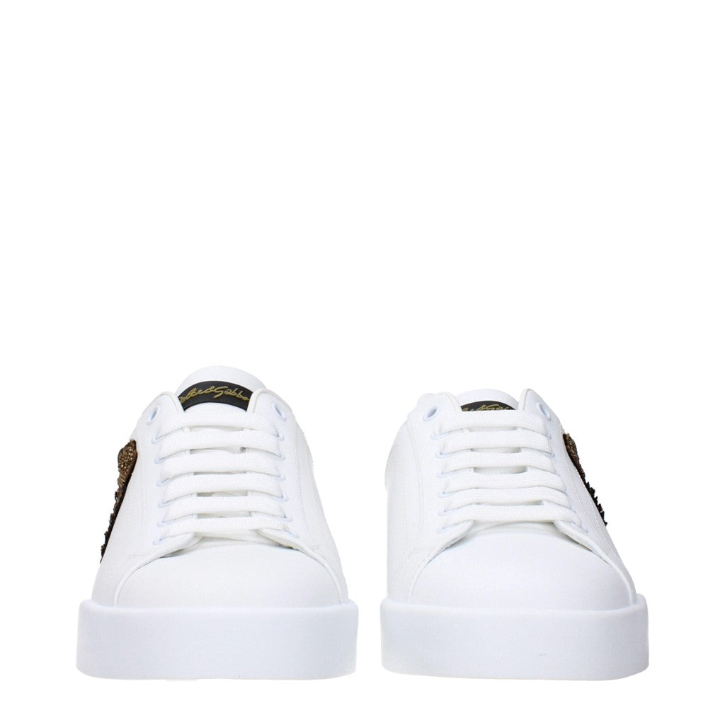 Dolce & Gabbana Sneakers met veters – Wit / Goud